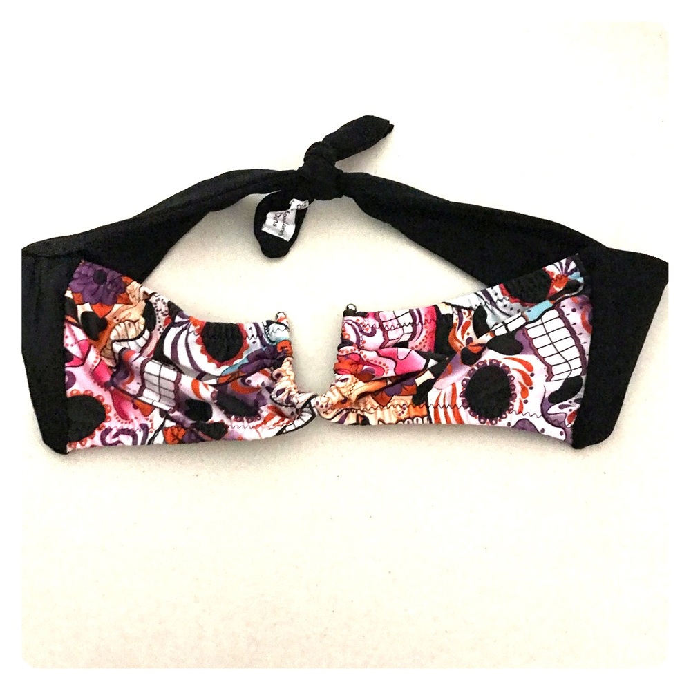 purple Sugar Skulls Horseshoe Bandeau Bikini top-S